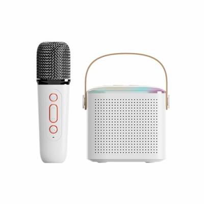 Aveek Mini-Karaoke-Maschine für Kinder,Tragbarer Bluetooth-Lautsprecher mit drahtlosem Mikrofon für Kinder,Geschenke für Mädchen und Jungen - 1 Packung Weiß von Aveek