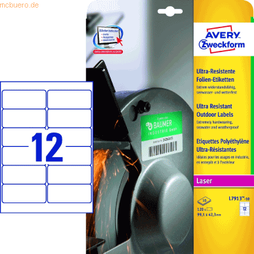 Avery Zweckform Folien-Etiketten ultra-resistent 99,1x42,3mm VE=10 Bog von Avery Zweckform