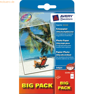 Avery Zweckform Inkjet-Fotopapier Superior A6 einseitig beschichtet ho von Avery Zweckform