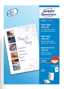 Avery Zweckform Superior Inkjet Paper 2579-100 - Papier, matt - wei� - A4 (210 x 297 mm) - 150 g/m2 - 100 Blatt (2579-100) von Avery