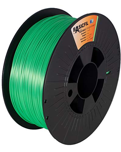 BASICFIL PLA SILK (3D Drucker Filament), 1.75mm, 1kg, Hellgrün (Bright Green) von BASICFIL