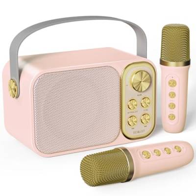 BESCOST Karaoke Maschine mit 2 Mikrofonen, Mini Karaoke Anlage mit 7 Stimmeffekten, tragbare Bluetooth Karaoke Lautsprecher für Kinder & Erwachsene, Perfekt für Partys, Geburtstage & Familientreffen von BESCOST