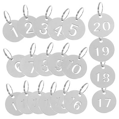 BESTYASH 20 Stück Edelstahl Nummernschild Metall Nummernschilder Praktische Schlüssel Identifikatoren Metall Schlüsselanhänger Nummerierte Schlüssel Identifikatoren Schlüssel von BESTYASH