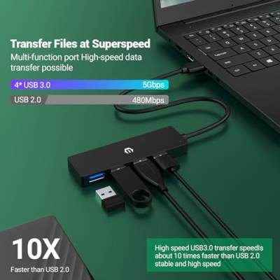 BIGBIG WON USB C Hub, 4 in 1 USB C Hub LAN mit Schnelle Datenübertragung, Multiport Adapter USB C für Desktop Computer, MacBook Pro/Air, iMac,Surface Pro, und weiteren Laptops von BIGBIG WON