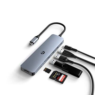 USB C Hub, 7 in 1 USB C Docking, USB 3.0 HUB, 4K HDMI HUB, Ultra Slim USB mit 4K HDMI, 100 W PD, 3 USB 3.0, SD/TF Kartenleser, kompatibel mit Mac, Windows-Systemen von BIGBIG WON
