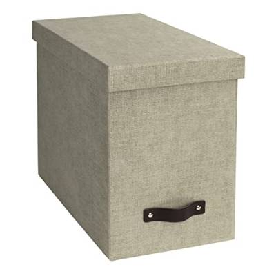 BIGSO BOX OF SWEDEN JOHAN Hängeregisterbox mit Deckel – stilvolle Archivschachtel inklusive 8 Hängehefter – Hängemappenbox aus Faserplatte und Papier in stilvoller Leinenoptik – beige von BIGSO BOX OF SWEDEN