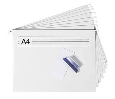 Bigso Box of Sweden 8er-Set Hängemappen inklusive Labels – Hängehefter aus Karton für die JOHAN Ordnungsbox – praktische Dokumentenaufbewahrung für Rechnungen, Rezepte oder Anleitungen – weiß von BIGSO BOX OF SWEDEN