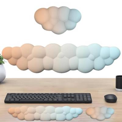 BIGUD Cloud-Tastatur-Handgelenkauflage,Cloud-Handgelenkauflage - 2 Stück Cloud-Handballenauflage | Niedliche Tastaturauflage, bequeme Tastaturauflage aus Memory-Schaum, rutschfeste Handgelenkauflage von BIGUD