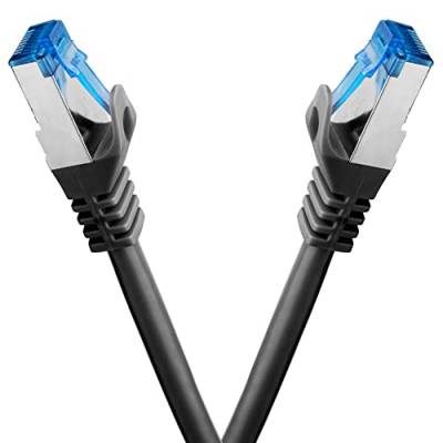 BIGtec - 2 Stück - 0,5m CAT.7 Gigabit Patchkabel Netzwerkkabel schwarz Kupferkabel Patch Ethernt LAN DSL Kabel CAT7 (RJ45, Cat 7, S/FTP PIMF) 50cm von BIGtec