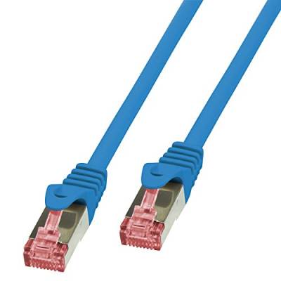 BIGtec LAN Kabel 0,5m Netzwerkkabel Ethernet Internet Patchkabel CAT.6 blau Gigabit SFTP doppelt geschirmt für Netzwerke Modem Router Switch 2 x RJ45 kompatibel zu CAT.5 CAT.6a CAT.7 Stecker von BIGtec