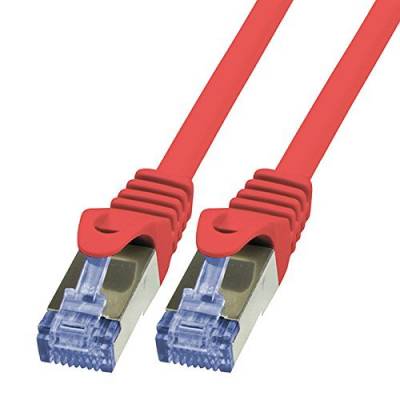BIGtec LAN Kabel 0,5m Netzwerkkabel Ethernet Internet Patchkabel CAT.6a rot Gigabit SFTP doppelt geschirmt für Netzwerke Modem Router Switch 2 x RJ45 kompatibel zu CAT.5 CAT.6 CAT.7 Stecker von BIGtec