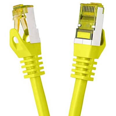 BIGtec LAN Kabel 10m Netzwerkkabel CAT7 Ethernet Internet Patchkabel CAT.7 gelb Gigabit doppelt geschirmt Netzwerke Modem Router Switch 2 x Stecker RJ45 kompatibel zu CAT.5 CAT.6 CAT.6a CAT.8 von BIGtec