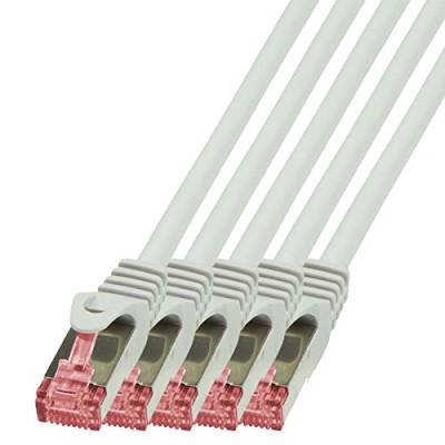 BIGtec LAN Kabel 5 Stück 20m Netzwerkkabel Ethernet Internet Patchkabel CAT.6 grau Gigabit SFTP doppelt geschirmt für Netzwerke Modem Router Switch 2 x RJ45 kompatibel zu CAT.5 CAT.6a CAT.7 Stecker von BIGtec