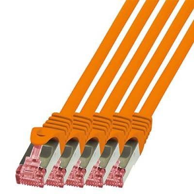 BIGtec LAN Kabel 5 Stück 2m Netzwerkkabel Ethernet Internet Patchkabel CAT.6 orange Gigabit SFTP doppelt geschirmt für Netzwerke Modem Router Switch 2 x RJ45 kompatibel zu CAT.5 CAT.6a CAT.7 Stecker von BIGtec