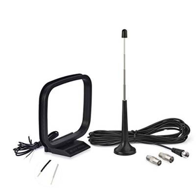 Bingfu UKW Teleskopantenne mit Magnetfuß und AM-Loop-Antenne kompatibel mit Indoor Digital Radio Bluetooth Stereo Empfänger AV Audio Vedio Heimkino Empfänger Tuner von BINGFU