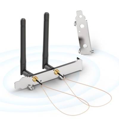 Bingfu WLAN-Antenne 2,4 GHz 5 GHz 5,8 GHz 3 dBi MIMO RP-SMA-Stecker + 2 x 20 cm U.FL auf RP-SMA-Kabel + PCIE-Steckplatzhalterung für WLAN-Router Drahtloser Mini-PCI-Express-PCIE-Netzwerkkartenadapter von BINGFU