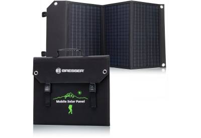 BRESSER Mobiles Solar-Ladegerät 60 Watt mit USB- u. DC-Anschluss Solarladegerät von BRESSER