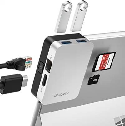 Surface Pro 8 Dock BYEASY 6-in-1 Microsoft Surface Pro 8 Docking Station mit 4K / 30Hz HDMI, SD/TF Slot, 2 USB 3.0 Ports- Biegewinkel-Design Nur für Surface Pro 8 angepasst von BYEASY