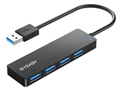 USB Hub, BYEASY 4 Port USB 3.0 Hub, Ultra Slim Portable Data Hub Applicable for iMac Pro, MacBook Air, Mac Mini/Pro, Surface Pro, Notebook PC, Laptop, USB Flash Drives, and Mobile HDD (Leather Black) von BYEASY