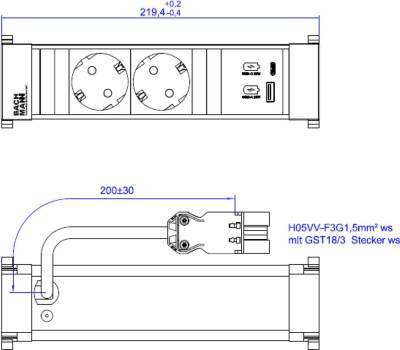 Bachmann Steckdosenleiste 2xCEE7/3 1xUSB 916.700 (916.700) von Bachmann