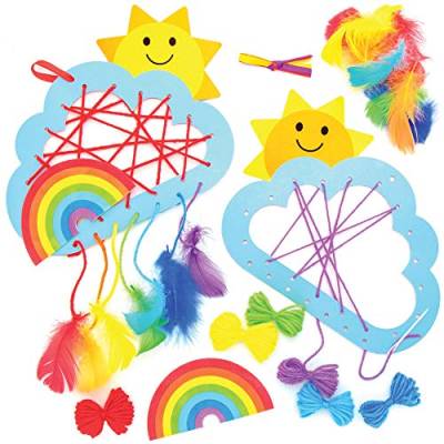 Baker Ross AT774 Regenbogen-Traumfänger-Kits, erstellen Sie Ihre eigenen Traumfänger-Kits für Kinder, Kunst und Handwerk, Wanddekorationen für Mädchen und eine Einführung in das Nähen, 4 Stück, Mittel von Baker Ross