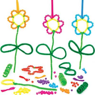 Baker Ross Anhänger -Bastelsets „Blume“ mit Perlen - Basteln für Kinder (5er Pack) von Baker Ross