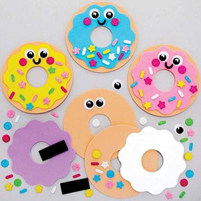 Baker Ross FE406 Donut-Magneten-Kits zum Mischen und Kombinieren, 8 Stück, Magnete für Kinder, Kühlschrankmagnet für Kinder, DIY-Magnete-Bastelset von Baker Ross