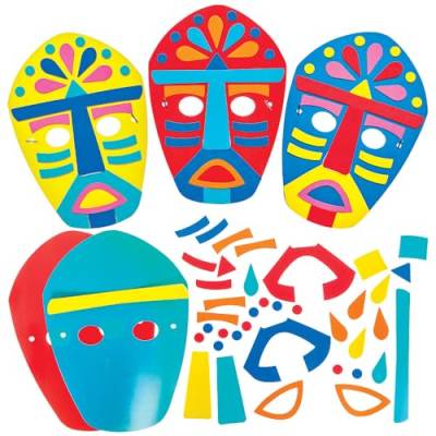 Baker Ross FN013 Tribal-Masken-Sets – 8er-Pack, Kunst- und Bastelsets, Lernmaterialien von Baker Ross
