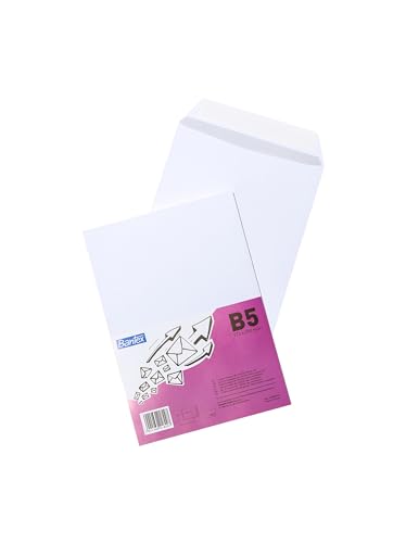 Bantex Briefumschläge DIN B5 (25 x 17,6 cm) / Umschläge mit Abziehstreifen, 25 Stück in Folienpackung (Weiß) von Bantex