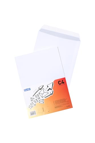 Bantex Briefumschläge DIN C4 (32,4 x 22,9 cm) / Umschläge mit Abziehstreifen, 25 Stück in Folienpackung (Weiß) von Bantex