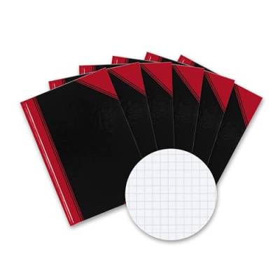 Bantex Notizbuch A5 kariert, 192 Seiten, 70 g/m², Hardcover, schwarz, 6 Stück von Bantex
