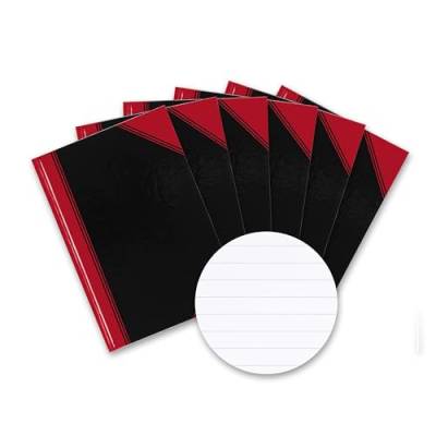 Bantex Notizbuch A5 liniert, 192 Seiten, 70 g/m², Hardcover, schwarz, 6 Stück von Bantex