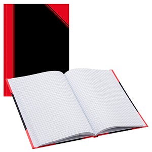 Bantex Notizbuch Chinakladde DIN A5 kariert, schwarz/rot Hardcover 192 Seiten von Bantex