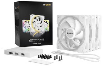 BeQuiet LIGHT WINGS WHITE 120mm PWM Triple Pack PC-Gehäuse-Lüfter Weiß (B x H x T) 120 x 120 x 25 von BeQuiet