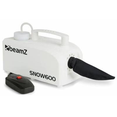 BeamZ SNOW600 Schneemaschine, 600 Watt kleine Schnee Maschine mit Kabelfernbedienung, Snow Machine mini Schneekanone Garten, Party Gadget, Winter Simulation von Beamz