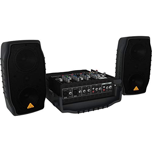 Behringer EUROPORT PPA200 Ultrakompakter 200-Watt-5-Kanal-Aktivmixer mit drahtloser Mikrofonoption, Klark Teknik Multi-FX-Prozessor und FBQ-Feedback-Erkennung von Behringer