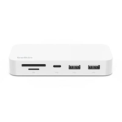 Belkin 6-in-1-USB-C-Hub, rückseitig montierbare Dockingstation für iMac 24″ mit SD-/microSD-Kartenleser, 2 USB-A-Ports, USB-C-Port schnellen Datentransfer und Peripheriegeräte, Weiß, INC011btWH von Belkin