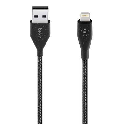 Belkin DuraTek Plus Lightning-/USB-A-Kabel mit Band (ultrastarkes iPhone 11, 11 Pro, 11 Pro Max, XS, XS Max, XR, X, 8/8 Plus Ladekabel, Lightning auf USB-Kabel, 1,2 m) schwarz von Belkin