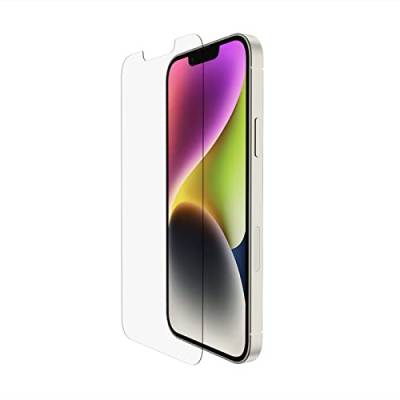 Belkin UltraGlass iPhone 14/13/13 Pro Displayschutzfolie, antimikrobielle Beschichtung, einfache blasenfreie Anbringung mit mitgelieferter Positionierungsschale, Härtegrad 9H (OVA078zz) von Belkin
