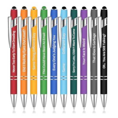 Berichw 10 Stück Büro-Stifte, lustig, Negative Zitate, Kugelschreiber, Macaron, Touchscreen, Stifte für Büro von Berichw