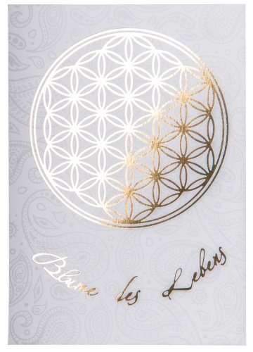 Blume des Lebens Postkarte Gold/Weiß DINA6 von Berk