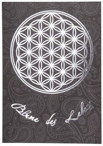 Blume des Lebens Postkarte Silber/Schwarz DINA6 von Berk