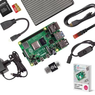 BerryBase Raspberry Pi 4 Model B 8GB - Ultimatives Starter Kit mit Vollmetall-Gehäuse, Hochleistungs-MicroSD, HDMI & USB-C Kabel, Offizielles Netzteil - Passive Cooling Kit Aluminum Metal Case von BerryBase