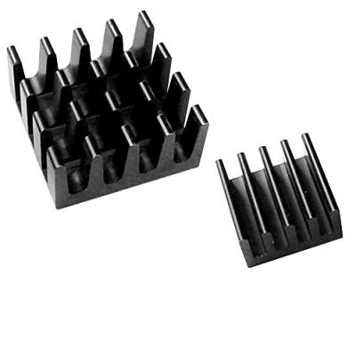 BerryBase Raspberry Pi Kühlkörper Aluminium Set 2 Stücke, Kühlkörper für Raspberry Pi 1 Modell B+, 2 Modell B, 3 Model B und 3 Model B+, mit wärmeleitendem Klebeband leise passive Kühlung, schwarz von BerryBase