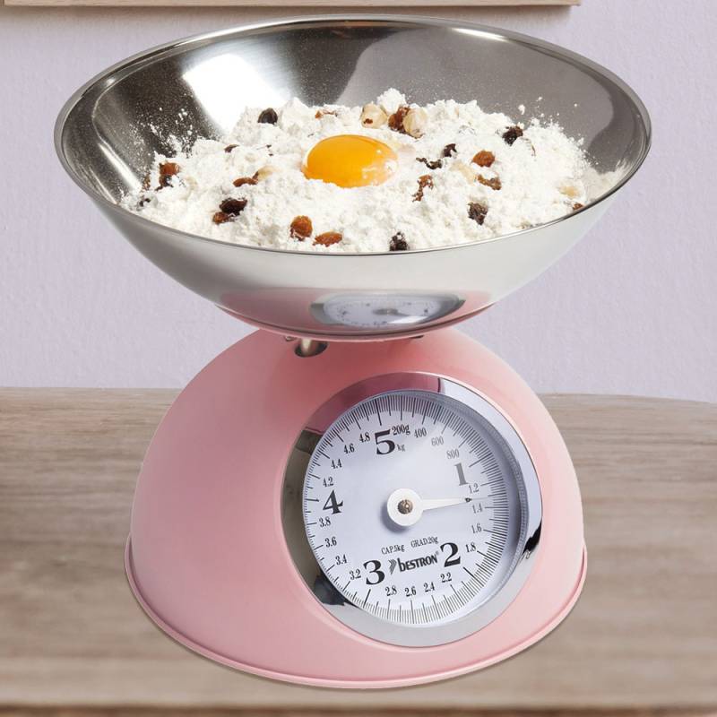 Küchenwaage, Edelstahlschale, bis 5kg Tragkraft, rosa von Bestron