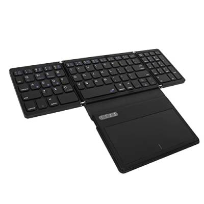 Bewinner Faltbare Bluetooth5.1-Tastatur mit Touchpad, Tragbare -Reisetastatur, Geringe Latenz, Universell, PU-Leder und ABS-Material für IOS, für, für von Bewinner