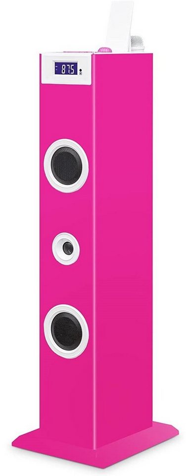 BigBen Sound Tower TW5 Stereoanlage (inkl. Mikrofon, USB-Anschluss und Fernbedienung, pink) von BigBen