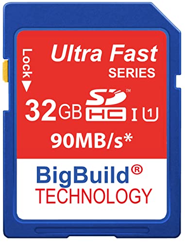 BigBuild Technology 32GB Ultra-schnell 90MB/s SD SDHC Speicherkarte für Canon EOS 60D DSLR Kamera von BigBuild Technology