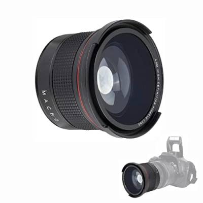 Fisheye-Objektiv, 58 mm 0,35-faches Fisheye-Superweitwinkelobjektiv für SLR-DSLR-Kamera Schwarz von BigKing