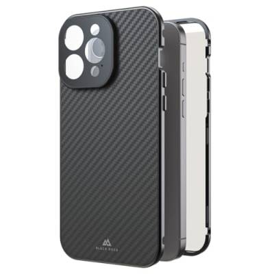 Black Rock Hülle für iPhone 15 Pro Max (Carbon Beschichtung, Kameraschutz, Metallrahmen, 360° Rundumschutz, Wireless Charging kompatibel, ultradünn, slim, Magnet, Cover, Handyhülle, Case) Real Carbon von Black Rock